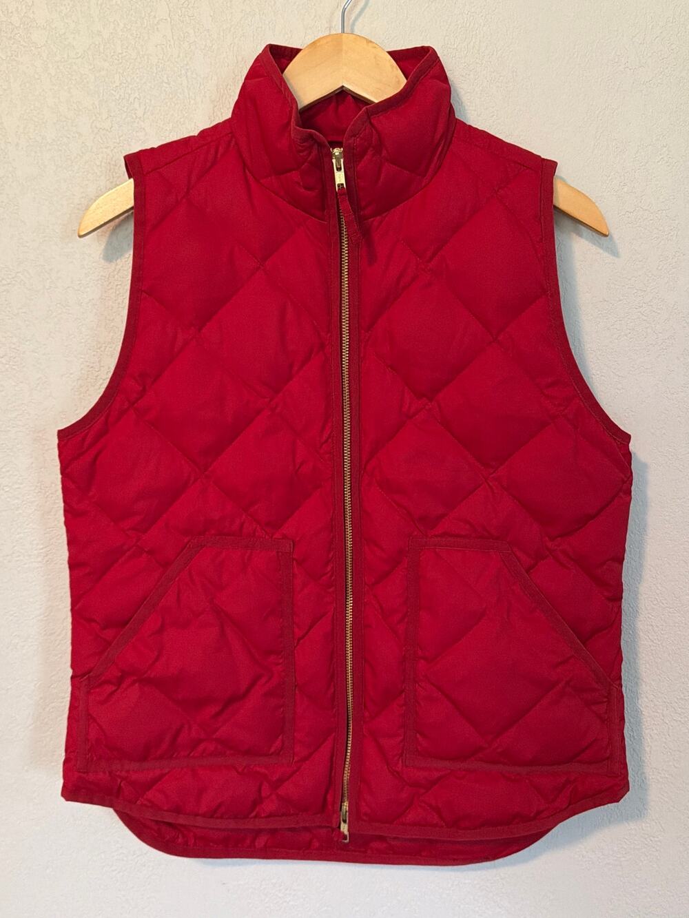 J.Crew Women’s Excursion Down Quilted Red Puffer Vest, S